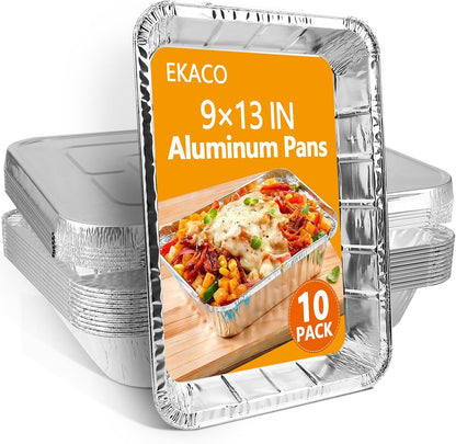 Thickened 9x13 Aluminum Pans with Lids, 20 Pack Heavy Duty & Extra Deep Disposable Aluminum Foil Pans, Disposable Half Size Foil Baking Tray for Cooking, Meal Prep, Baking, Roasting