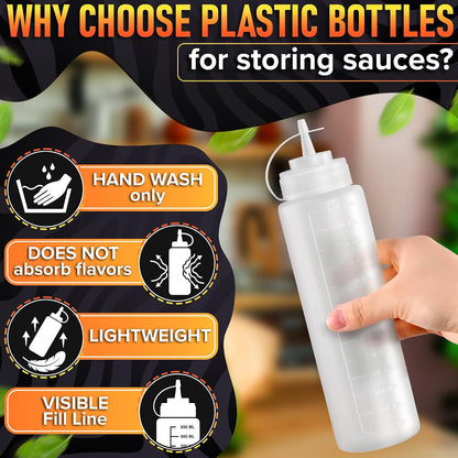BURIUS Inverted Condiment Squeeze Bottles 16 oz for Sauces, Honey