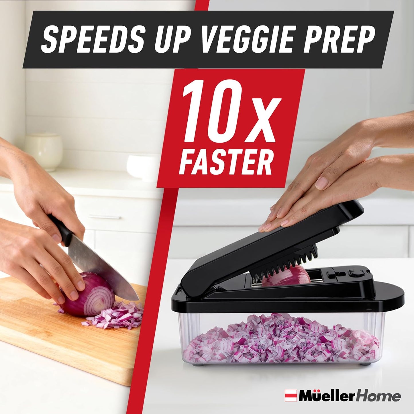 MUELLER HOME Pro-Series 10-in-1 Stainless Steel Multi Vegetable Chopper