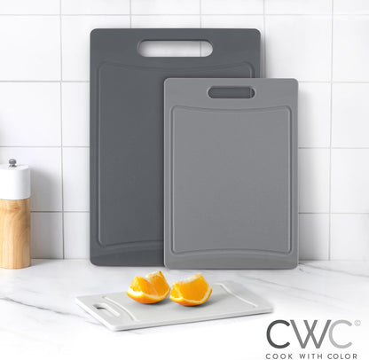COOK WITH COLOR Non-Slip Cutting Board Set – Kitchen Essentials with Easy Grip Handle for Meat, Veggies, and Fruits, 3 Cutting Boards, Speckled White