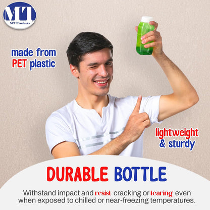 MT Products PET Plastic Juice Bottles 16 oz. - Clear Take-Out Containers (Pack of 12) - Made in USA