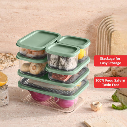 EATEX Grooved Base Glass Meal Prep Containers, 12 Pack Glass Food Storage Containers with Lids for Meal Prep & Lunch, Microwave Oven Freezer Dishwasher Safe, Anti Moisture Non-Stick Design - Black