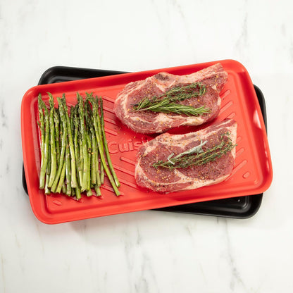 Cuisinart CPK-210 Grilling Prep and Serve Trays, Black and Red Large 18” x 14.5”