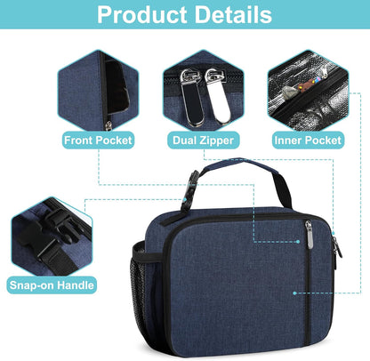 esouler Lunch Box Kids Insulated Lunch Bag for Boys & Girls Durable Children Lunchbox for School with Water Bottle Holder-Black
