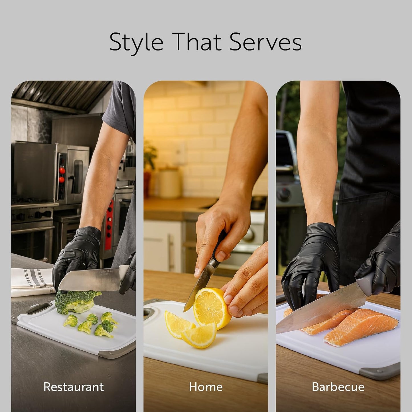 Restaurantware Cutting Board Set 15.7 x 9.6 x 1.1 Inches Plastic, Non-Slip Reversible Chopping Board Knife-Friendly Food Prep Board White