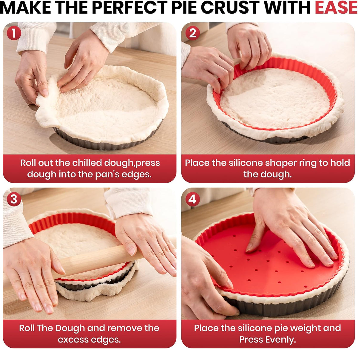 Tart Pan 9 Inch Removable Bottom Set,Non-stick Fluted Quiche Pan Pie Pan