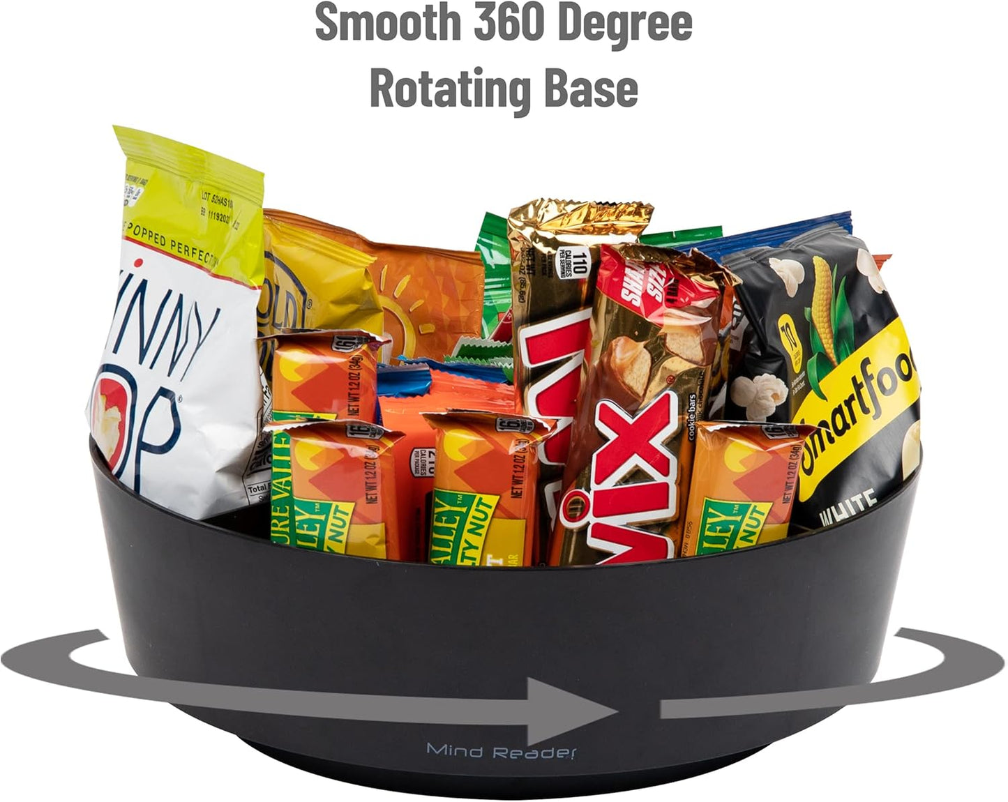 Mind Reader Snack Carousel, Countertop Organizer, Snack Tray, Condiment Holder, Breakroom, Kitchen, Black
