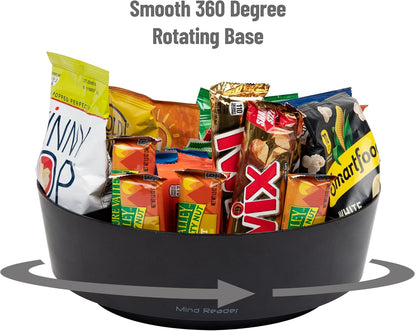 Mind Reader Snack Carousel, Countertop Organizer, Snack Tray, Condiment Holder, Breakroom, Kitchen, Black