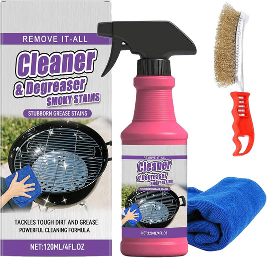 Fast-Acting Heavy-Duty Grill Degreaser Spray, Heavy Duty BBQ Grill Degreaser, Professional Grade Stain Remover Easily Lifts Baked-On Carbon and Grease (2PC)