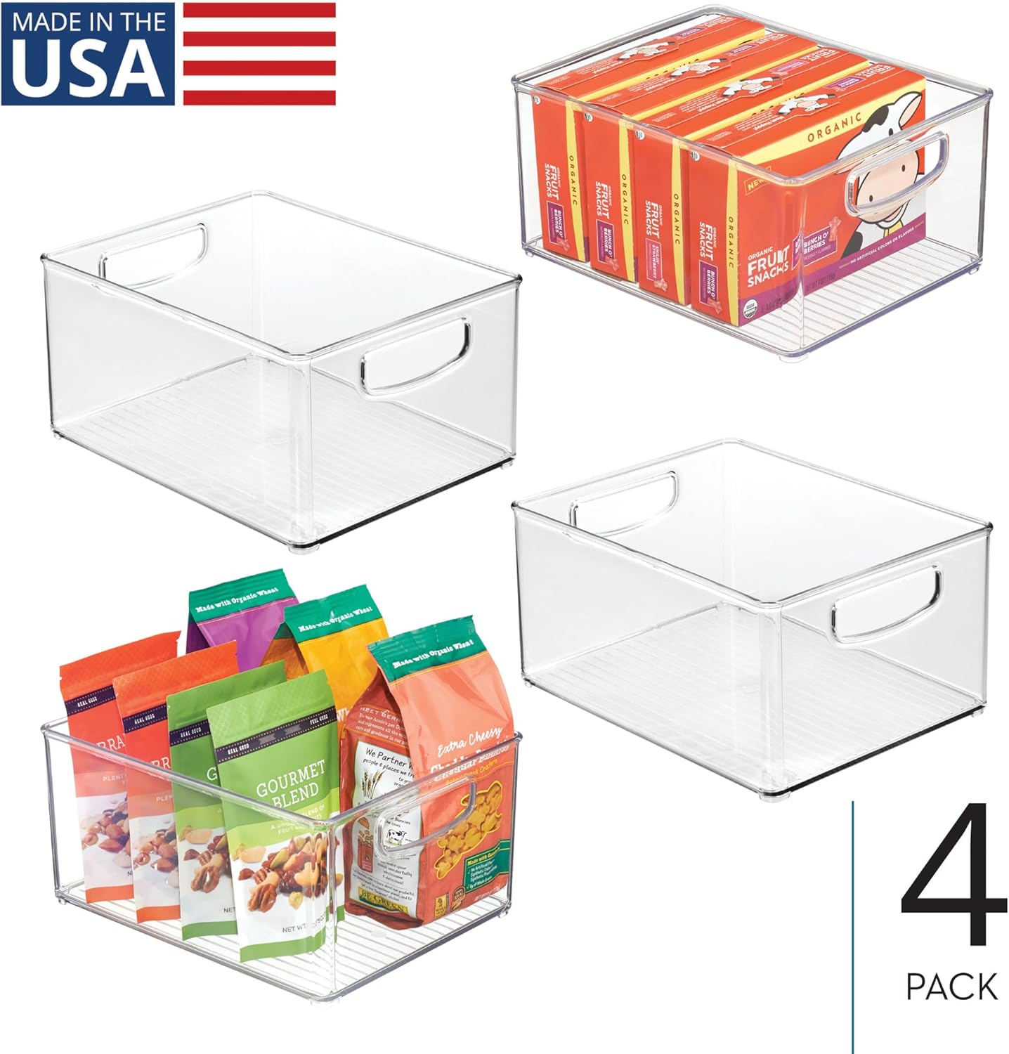 iDesign Stackable Clear Plastic Bin - Kitchen Organizers and Storage for Fridge and Pantry, 2-Pack