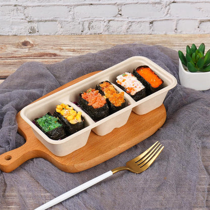 16oz disposable 3 compartments Sugarcane Fibers bowls with lid take away food containers Meal Prep Bowls 25 Pack