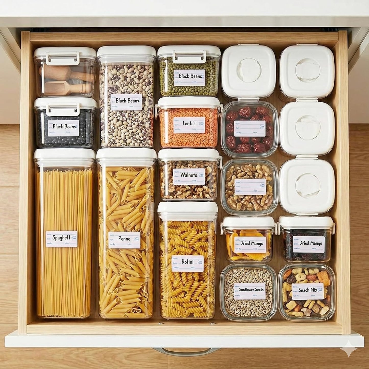 Food Storage Labels, 1 x 2 Inch, 1000 Pieces Removable Freezer Stickers, 2 Rolls