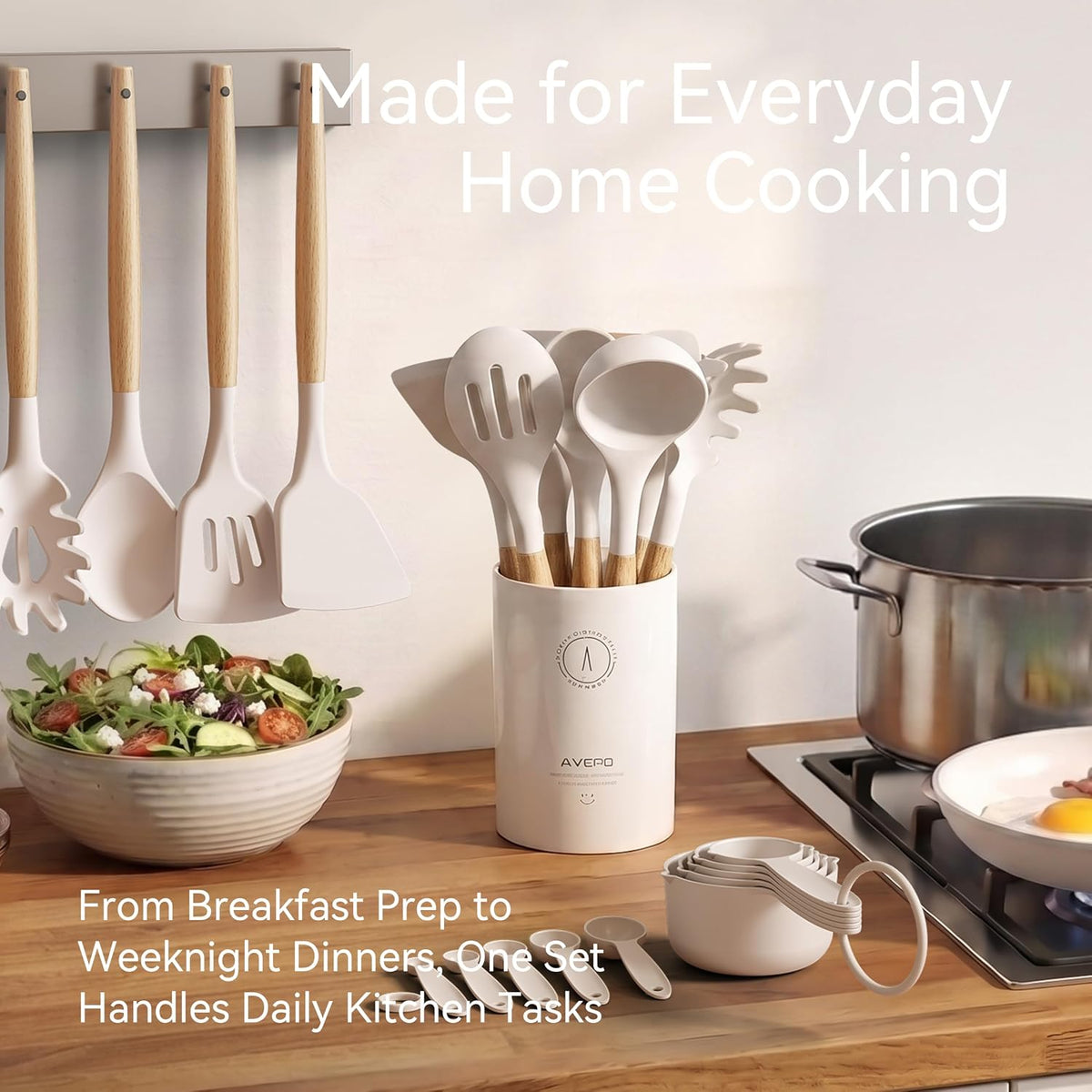 Silicone Kitchen Utensils Set, Heat-Resistant Cooking Utensils, BPA-Free