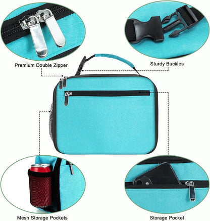 Kids Lunch Box for Boys Girls Lunch Bag Insulated Durable Lunchbox Children Lunch Tote Bag for School Black