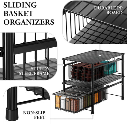 Simple Houseware Stackable Basket Drawer, Chrome