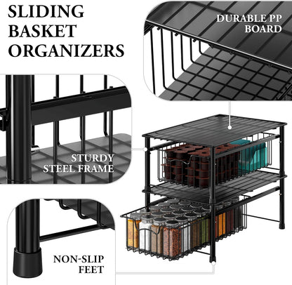 Simple Houseware Stackable Basket Drawer, Chrome