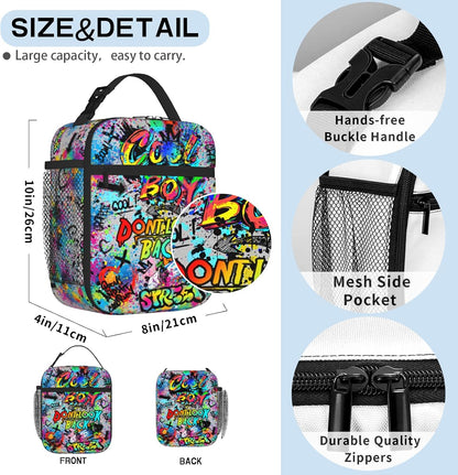 Boys Lunch Box for School Insulated Football Lunch Bag for Kid Boys Girls Teen Bento Boxes to School Office Picnic Travel Hiking Lunchbag Waterproof Leakproof with Adjustable Shoulder Strap