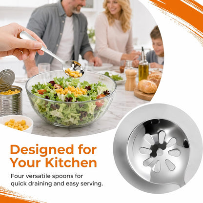 Hetenoyo Mini Slotted Spoon Set, 4 Pack Stainless Steel for Kitchen