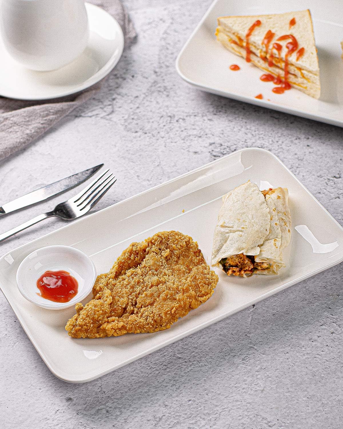 DELLING 16 Inch Large Serving Platter Set of 3, White Porcelain Platters for Serving Food - Rectangular Serving Trays for Party Entertaining, Oven Safe to 590°F, Dinnerware