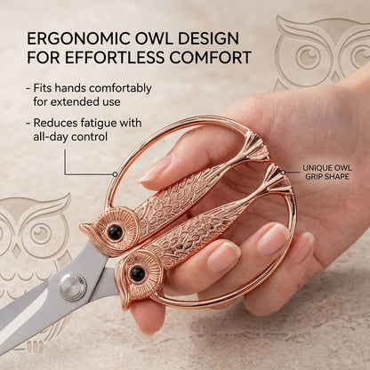 XSNBRD All Purpose Kitchen Scissors, Pearl Gold Stainless Owl Shears.