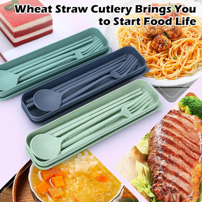 4 Sets Reusable Utensils Set with Case, Travel Utensils with Case, Reusable Utensils for Lunch Box Accessories, Portable Lunch Utensils Set for Travel Daily Use