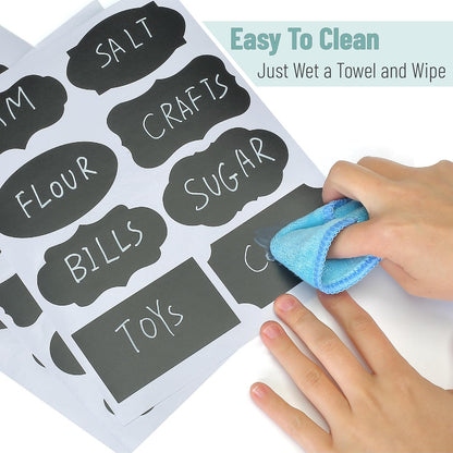 Mr. Pen- Chalkboard Labels, 100 pcs, Assorted Shapes | Waterproof Reusable Blackboard Stickers with 1 Erasable Liquid Chalk Marker for Mason Jars