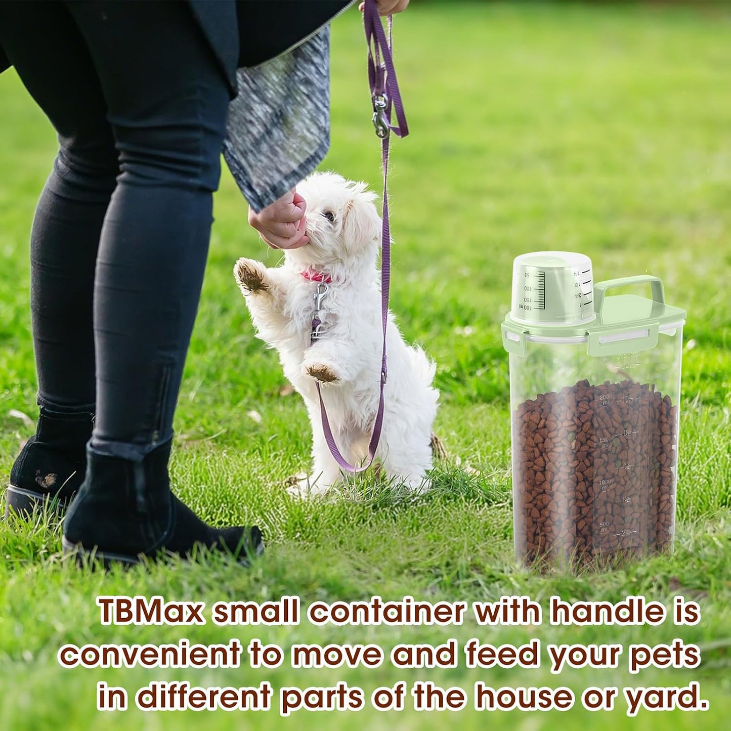 TBMax Pet Food Storage Containers 2 Pack 8-10 Lbs Airtight Dog Food Container Dispenser with Large Spout & Portable Handle, Travel Dog Treat Cat Food Storage Bin Bird Seed Container