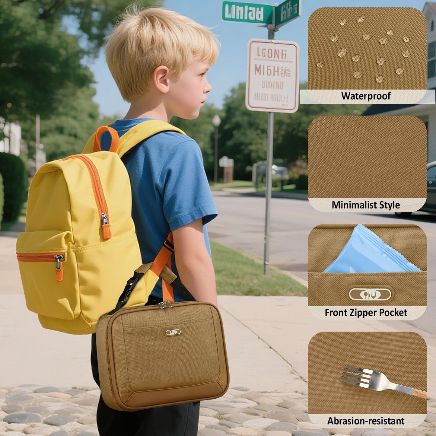 Lunch Box Kids Insulated Lunch Bag for Boys Girls Cute Reusable Lunch Tote Bag Waterproof Portable Thermal Lunch Box Kids for School Picnic Travel Black