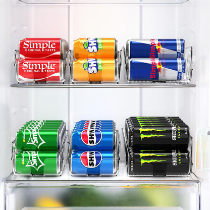 Simple Houseware Soda Can Organizer and Dispenser for Refrigerator / Pantry, Clear, Set of 2