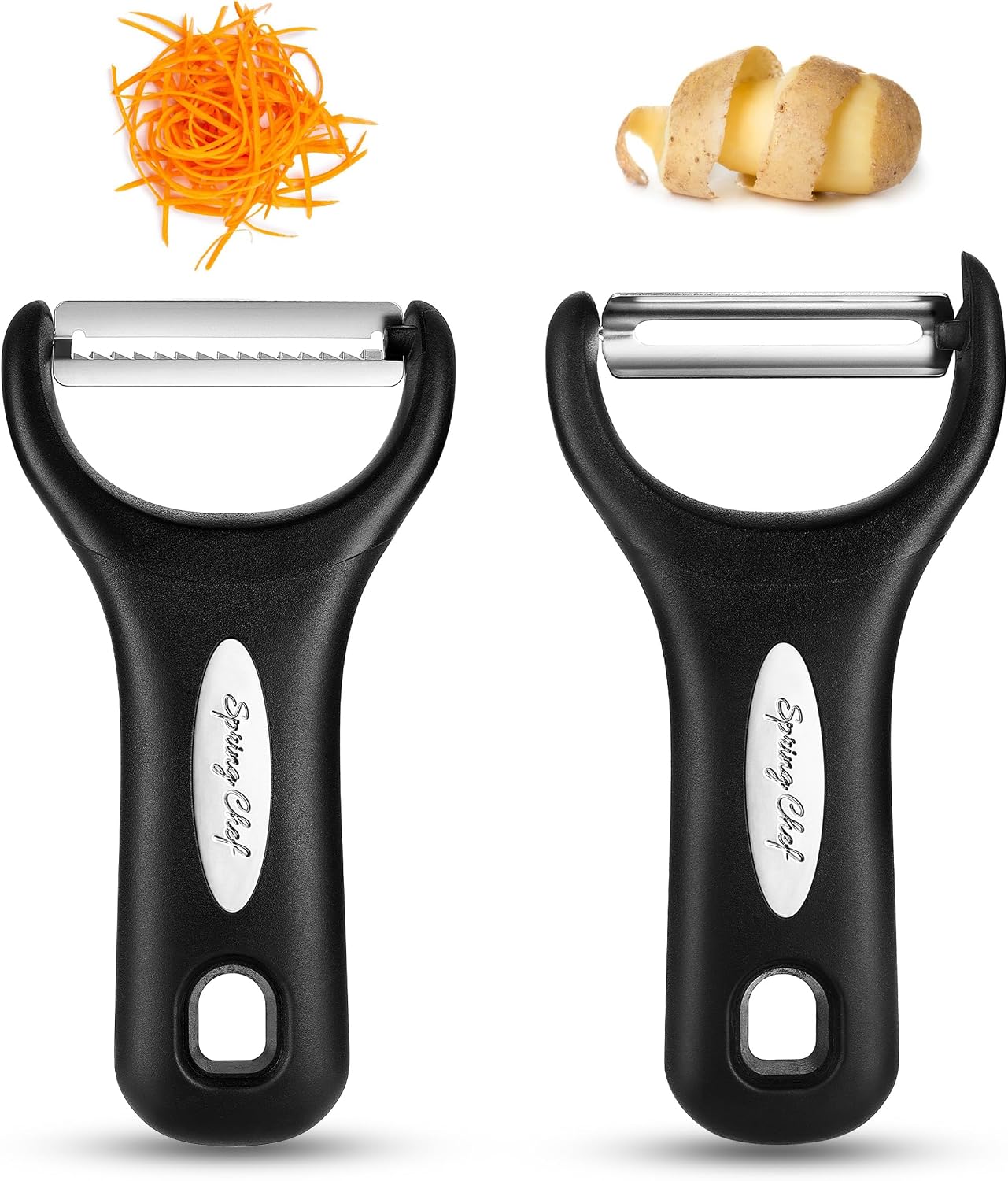 Spring Chef Swivel Potato Peeler & Julienne Vegetable Peeler w/Soft Handle