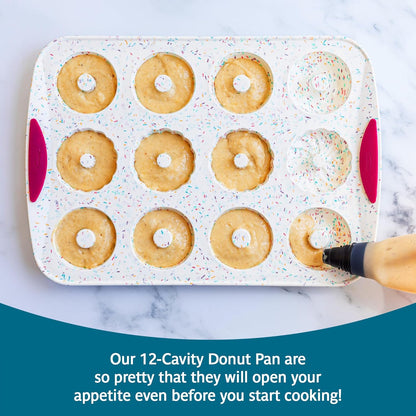 Trudeau Structure White Confetti 6-Cup Jumbo Muffin Pan – Premium Steel-Reinforced Silicone Bakeware, Nonstick BPA-Free Cupcake & Muffin Mold – Oven, Freezer & Dishwasher Safe