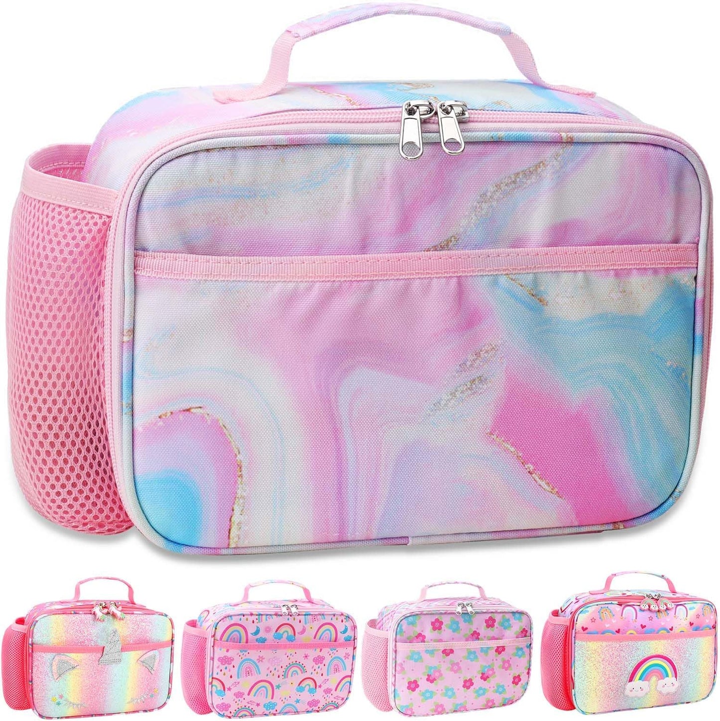 RHCPFOVR Kids Lunch Bag - Insulated Lunch Box for Boys Girls,Washable Lunch Bag and Reusable Toddler Leak-proof Lunchbox for School and Daycare - Colors A