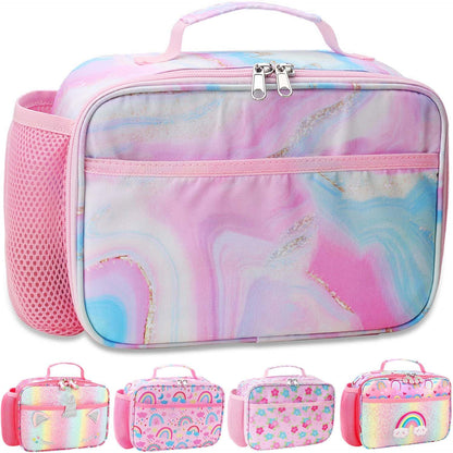 RHCPFOVR Kids Lunch Bag - Insulated Lunch Box for Boys Girls,Washable Lunch Bag and Reusable Toddler Leak-proof Lunchbox for School and Daycare - Colors A