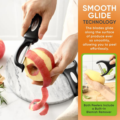 Spring Chef Swivel Potato Peeler & Julienne Vegetable Peeler w/Soft Handle