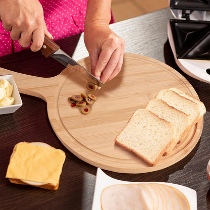 WILLOWDALE 10pcs Wood Cutting Boards for Kitchen, 10" Round Charcuterie Boards Wood Serving Board for Pizza, Cheese, Dessert, Wooden Cutting Board with Handle Fruit Vegetable Bamboo Cutting Board Set
