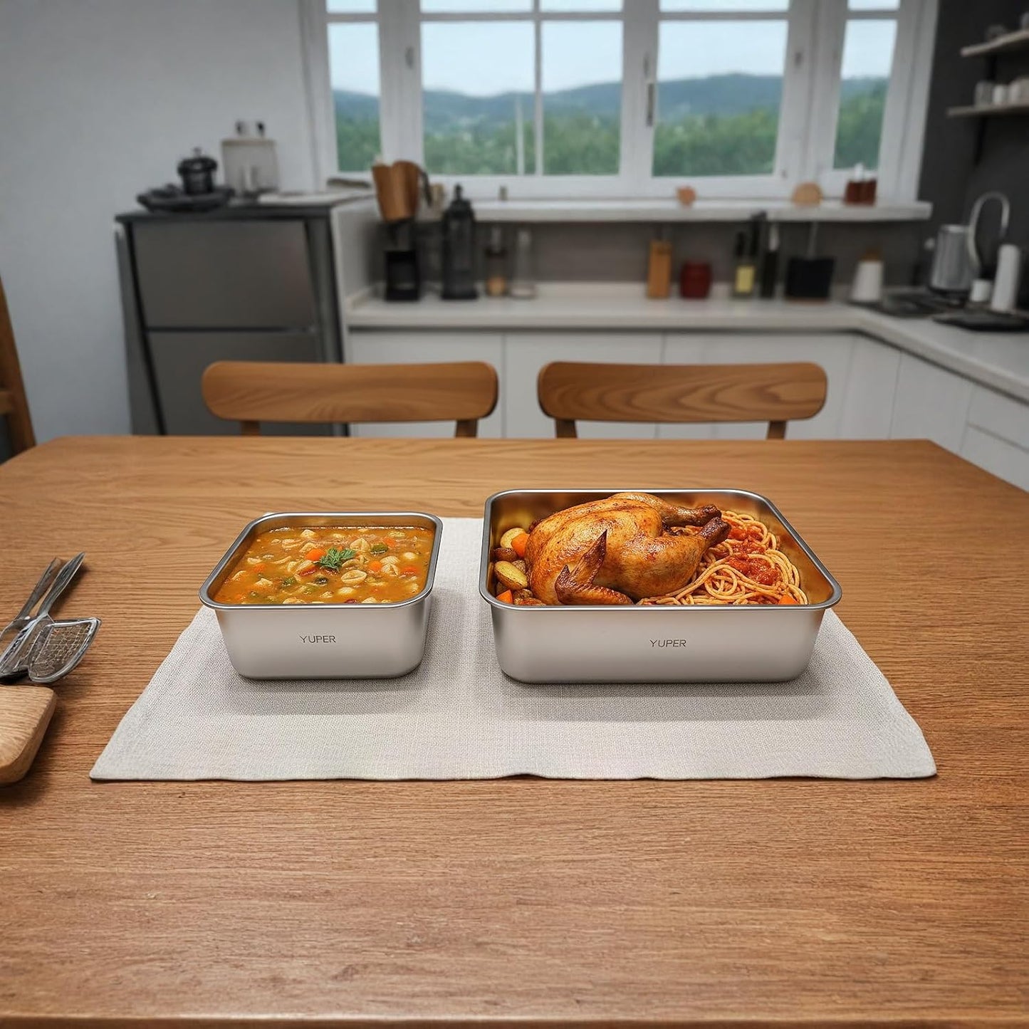 YUPER Stainless Steel Food Storage Containers, Large Meal Prep Container Sets with Lids, BPA Free, Leak Proof & Airtight, Microwave, Dishwasher, Fridge, Freezer & Oven Safe, 3 Pack (84+125+162OZ)