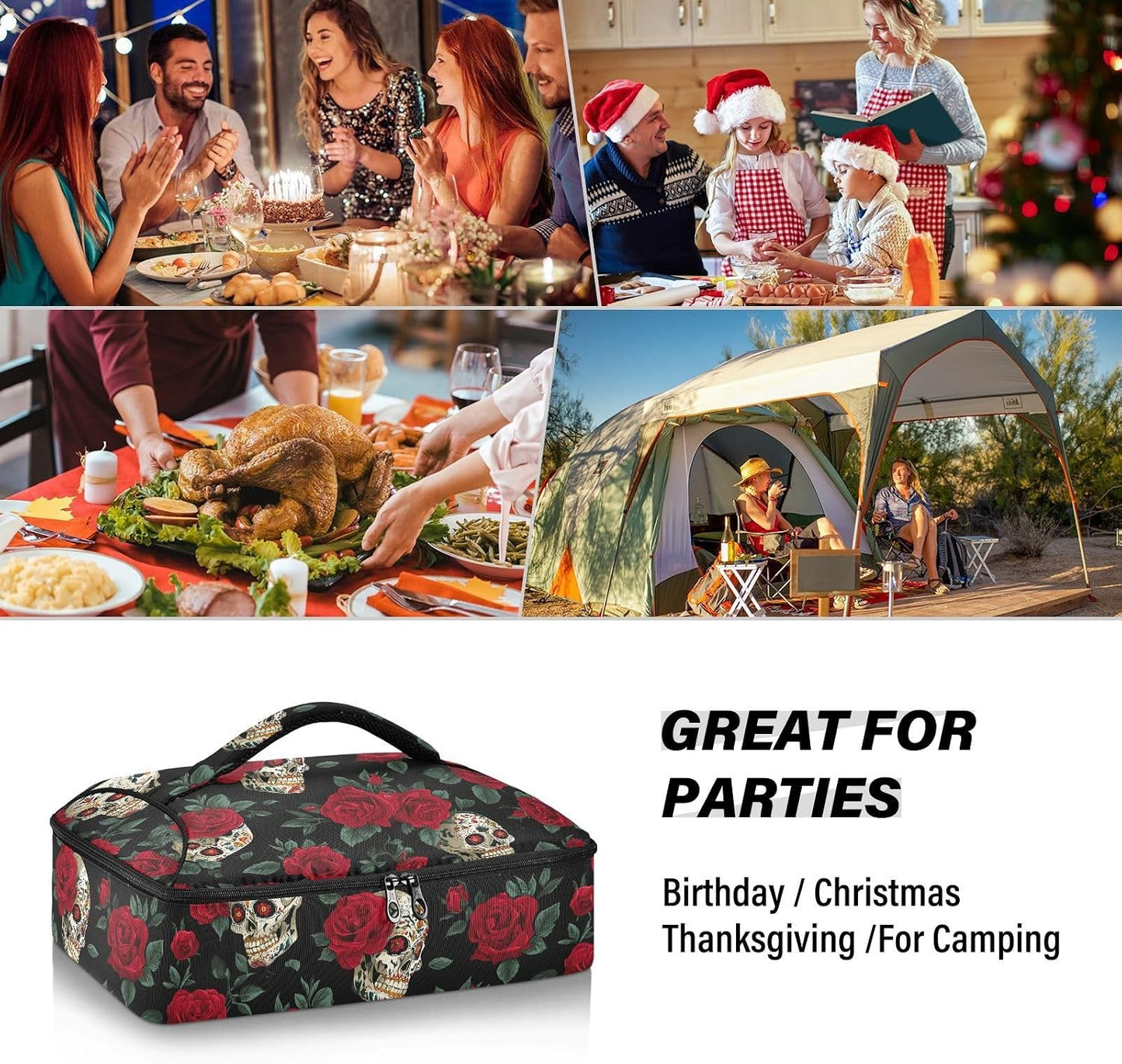 Casserole Carriers for Hot or Cold Food Reusable Casserole Dish Carrier Insulated Thermal Large Capacity Durable Perfect for Party Camping Family Gatherings Yellow Fish - Colors A