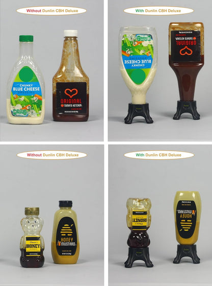 Dunlin - Condiment Bottle Holder (CBH) Deluxe - 1 Small (CBH 500) and 1 Large (CBH 1000), Matte Black - Upside Down Bottle Emptying Holders
