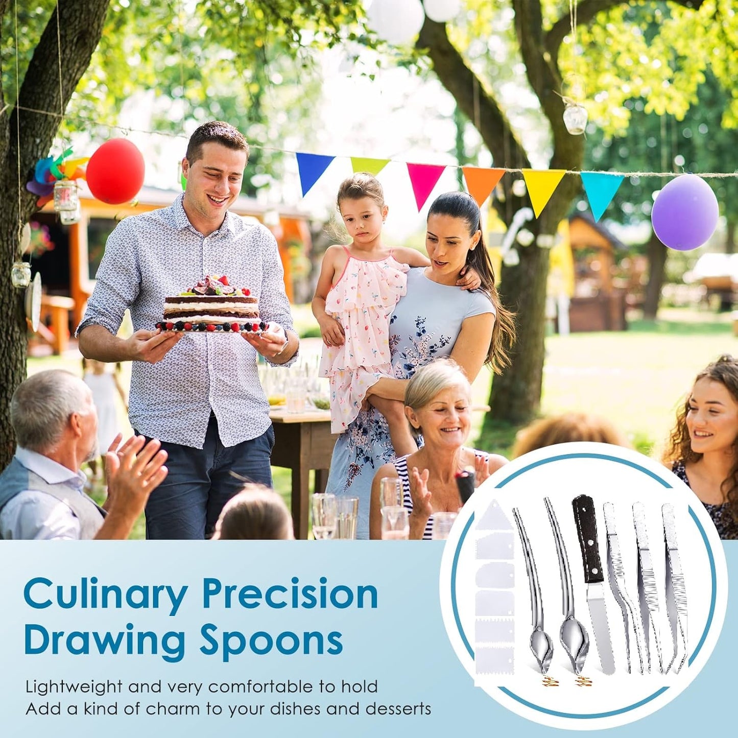 Patelai 12 Pcs Chef Plating Tools Plating Drizzle Spoons Cooking Tweezers Culinary Precision Stainless Steel Drawing Spoons Plastic Dough Scrapers Wood Icing Spatula for Chef Cake Candy Decorating