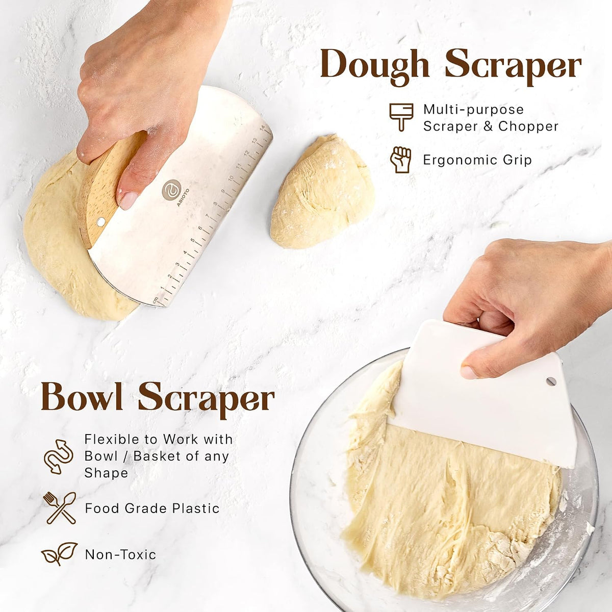 ABIOTO Banneton Baskets with Sourdough Bread Baking Supplies