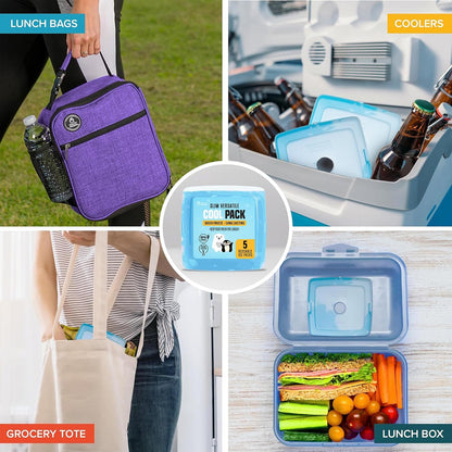 Healthy Packers® Reusable Ice Packs for Lunch Boxes Kids and Adults | Long‑Lasting Thin Freezer Packs for Coolers, Bento Boxes, Lunch Bags, Travel, School Meals, Meal Prep (10-Pack | Square)