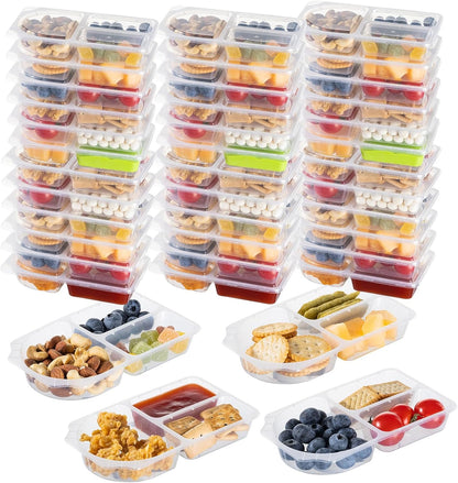 TAIHUIMY 9oz Reusable Snack Containers with Lids for Kid, New 3 Compartment Large Capacity Condiment Portion Control Meal Prep Containers for School lunch, Go out Travel, Party (10, 9, ounces)