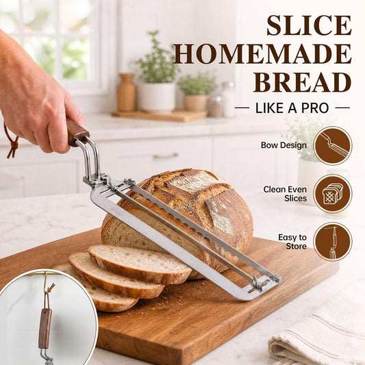 Topfeel Adjustable Bread Bow Knife,10.5“Sourdough Slicer for Homemade Bread