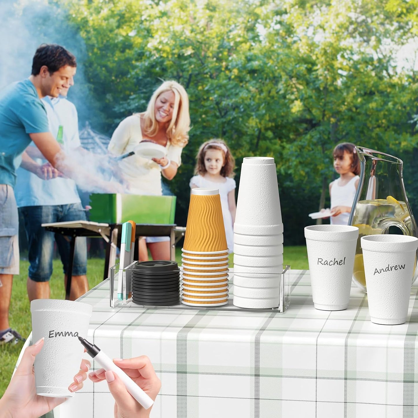 Coffee Cup Holder for Countertop - Clear Acrylic Coffee Bar Accessories Cup Organizer Station Organizer Farmhouse Table Décor