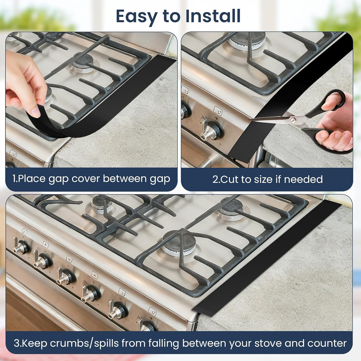 2PCS Kitchen Stove Counter Gap Covers Stainless Steel (13.8"-27.5" Silver)