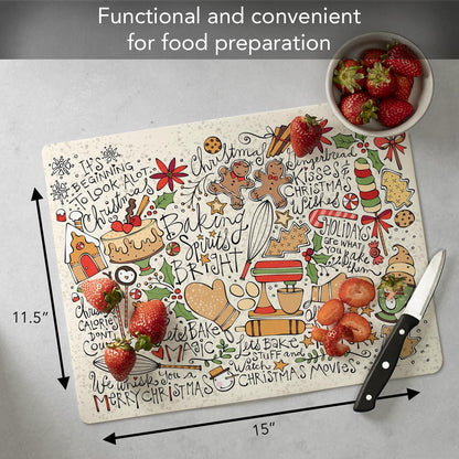 Cut N' Funnel Eat Fresh Designer Flexible Cutting Board Mat 15" x 11.5" Made in the USA Decorative Flexible Easy to Clean