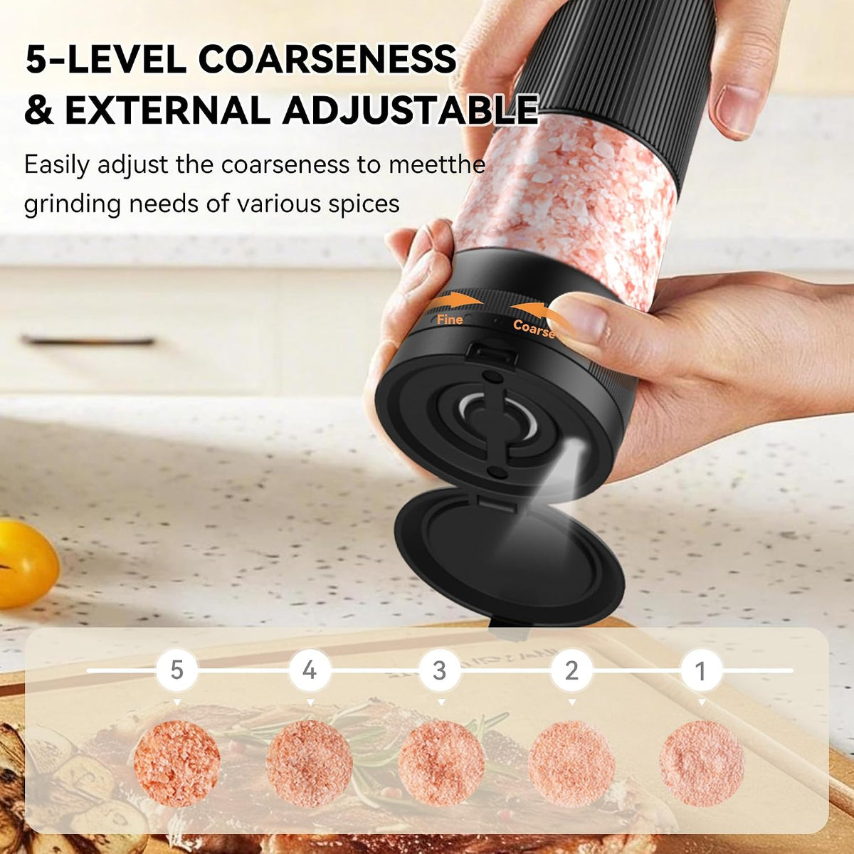 Electric Salt and Pepper Grinder Set, 2 in 1 Dual Bins USB Rechargeable