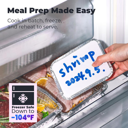 Fit Meal Prep 100 Pack 2.25 lb Aluminum Foil Pans with Lids, Disposable Take Out Food Containers with lids for Freshness and Spill Proof, 8.5 x 6 x 2 Disposable Cookware for Catering, Restaurants