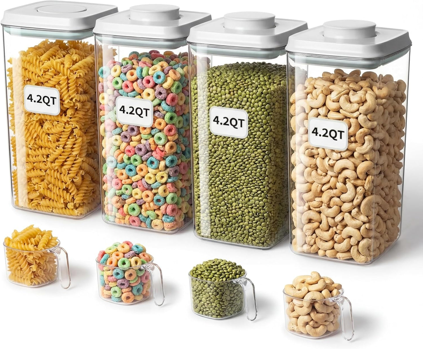 Pop Food Storage Containers Set Large Airtight Food Storage Containers with Pop Lids, Kitchen Pantry Organization and Storage, Cereal, Rice, Flour, Pasta & Snack Container, BPA Free, 2 x 2.8Qt