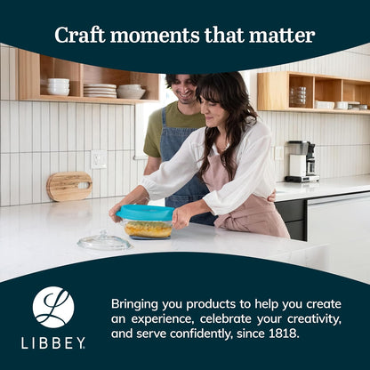 Libbey Baker’s Premium 2 Piece Glass Pie Plate, Stackable, Space Saving Casserole Dish Set with Lids, Glass Baking Dish Set for Fruit Pies, Quiches